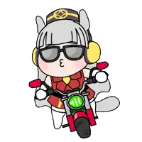 a cartoon character wearing sunglasses and headphones rides a motorcycle