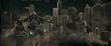 a monster is fighting a robot in front of a building