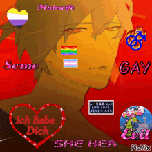 a picture of a man with a rainbow flag on his face