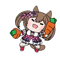 a cartoon drawing of a girl holding carrots in her hands