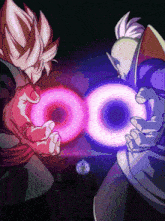 a purple circle is being held by a person