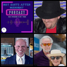 a poster for hot quite after midnight podcast shows four people