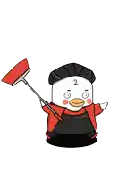 a cartoon duck has the number 2 on its head