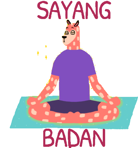 Meditating Deer Says Sayang Badan In Indonesian Sticker - Get Kuat Meditate Zen Stickers