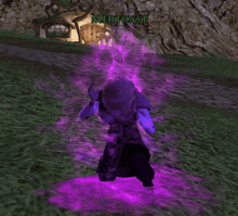 a video game character named mertoast is surrounded by purple fog