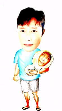 a cartoon of a man holding another man 's head