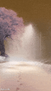 a painting of a cherry blossom tree with the name ayten ali below it