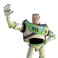 a toy story character called buzz lightyear is waving his hand