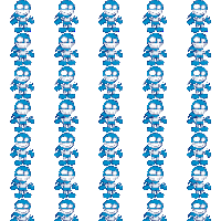 a seamless pattern of blue letters on a white background is repeated in a row