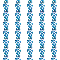 a seamless pattern of blue letters on a white background is repeated in a row