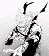 a black and white drawing of a man with flames on his hair