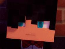a close up of a cartoon character 's face with blue eyes