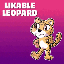 a cartoon of a leopard with the words likeable leopard above it