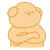 a cartoon drawing of a teddy bear with arms crossed