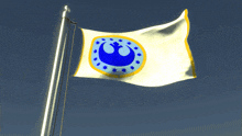 a white flag with a blue circle with a star on it