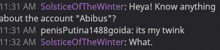 a screenshot of a conversation between a person named solstice of the winter