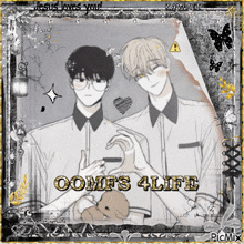 a picture of two boys making a heart with their hands and the words " comes 4 life "