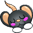 a cartoon character with horns and a pink nose