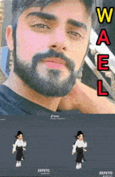 a picture of a man with a beard and the word wael on the bottom