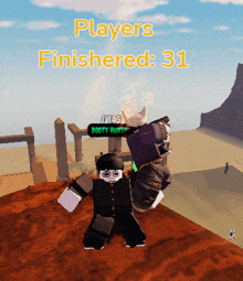 a screenshot of a video game with the words players finished 31