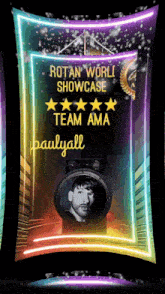 a poster for the rotan world showcase team ama