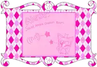 a pink frame with alexis 's social media creation room written at the top