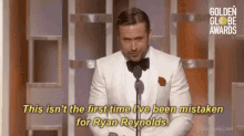 Ryan Gosling Golden Globe Awards GIF - Ryan Gosling Golden Globe Awards Mistaken GIFs