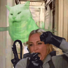 woman screaming at cat smudge the cat slimer ghostbusters