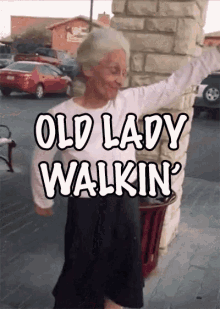 Old Lady Walking Floss Like A Boss GIF - Old Lady Walking Floss Like A Boss Retired GIFs