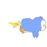 a cartoon of a penguin with smoke coming out of its tail