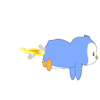 a cartoon of a penguin with smoke coming out of its tail
