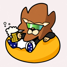 a cartoon drawing of a lion holding a beer