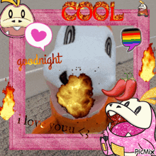 a picture of a stuffed animal with the words goodnight i love you on it