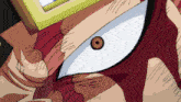 a close up of a cartoon character 's eye