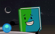 a cartoon of a book being smashed by a red object