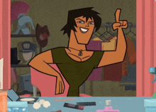 a cartoon character is flexing his muscles and giving a thumbs up