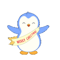 a blue penguin is wearing a yellow scarf around his neck