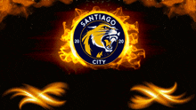 a logo for santiago city with a tiger in the center
