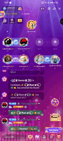 a screenshot of a video game with a purple background and a few icons