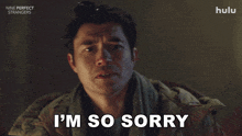 a man says i 'm so sorry in front of a nine perfect strangers ad