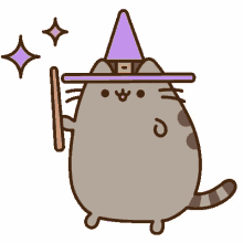 pusheen magic power cute cat magician