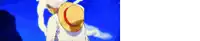luffy from one piece is wearing a straw hat and a white shirt .