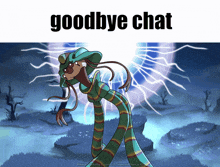 a picture of a monster with the words goodbye chat