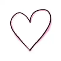 a drawing of a pink heart with a black outline