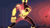 a cartoon character with a red and yellow spiderman suit