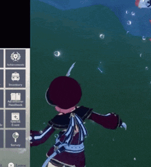 a screenshot of a video game with achievements inventory adventurer handbook and special event icons