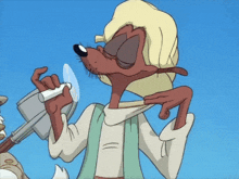 a cartoon character wearing sunglasses and a turban drinks from a pitcher