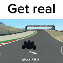 a screenshot of a video game with the words get real above it