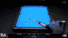a man is playing pool on a table that says diamond