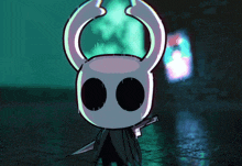 a cartoon of a knight with horns holding a sword